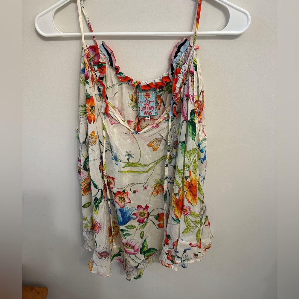 Johnny Was Fusion Floral-Print Cold-Shoulder Top - Picture 3 of 8